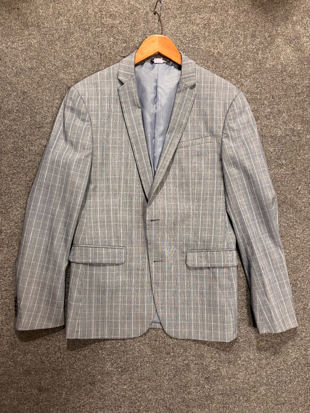Zara Men's Light Gray Windowpane Blazer 38R